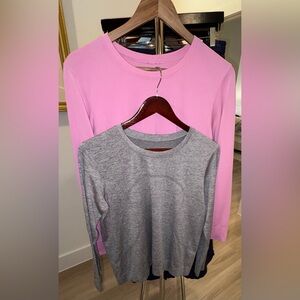 Lululemon Swiftly Relaxed Long Sleeve Two Tops Sz 10 Grey and Pink